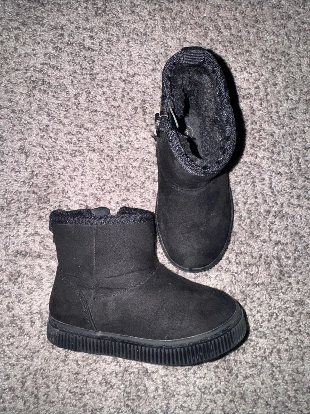 Cat & Jack Black Faux-Suede Kids Zipper Boots